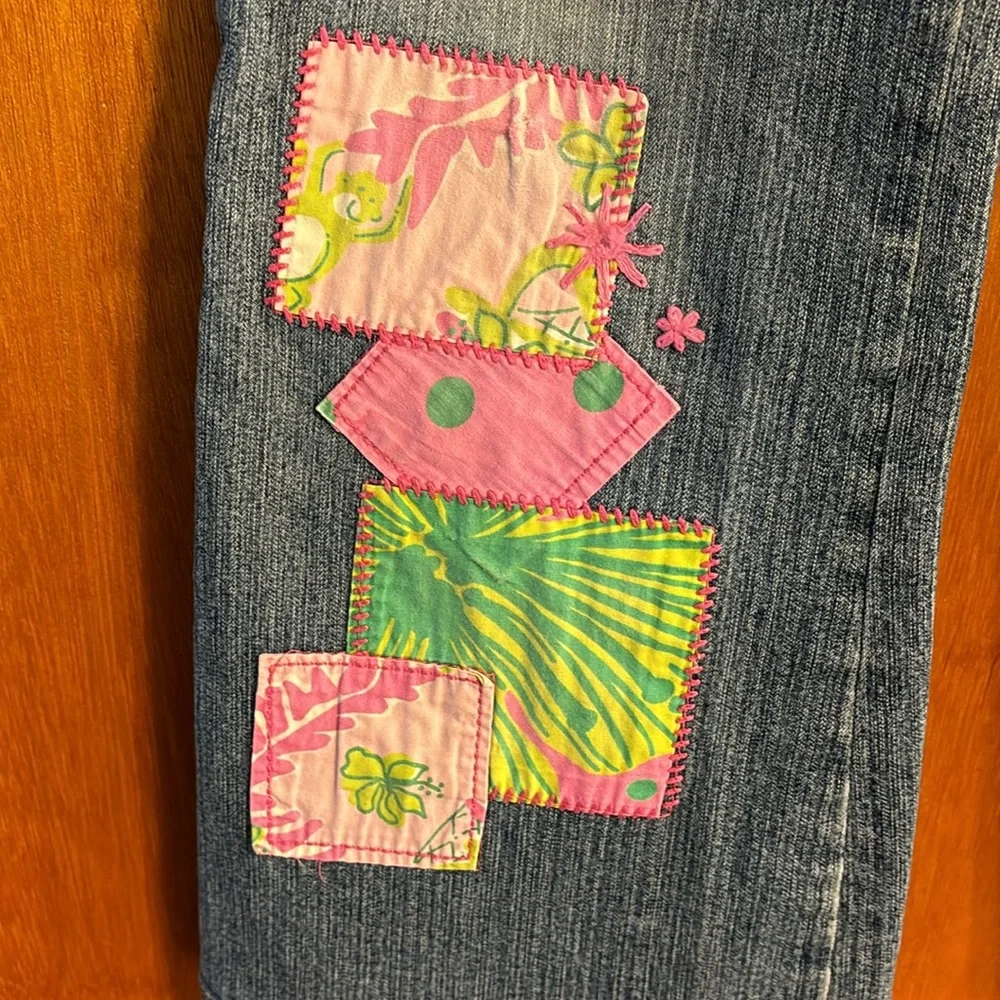 Lily Pulitzer Denim Girls Patchwork Blue Jeans Size 10 - Picture 5 of 8